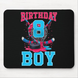 Hockey 8 Year Old Ice Cream Drip 8th Birthday Boy Mouse Pad