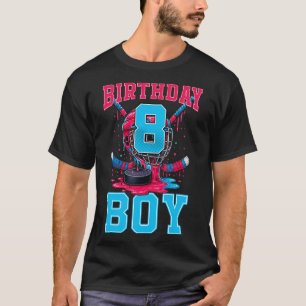 Hockey 8 Year Old Ice Cream Drip 8th Birthday Boy T-Shirt