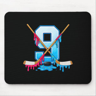 Hockey 9 Year Old Ice Cream Drip Youth 9th Birthda Mouse Pad