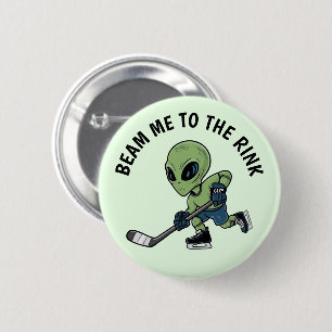 Hockey Alien  6 Cm Round Badge