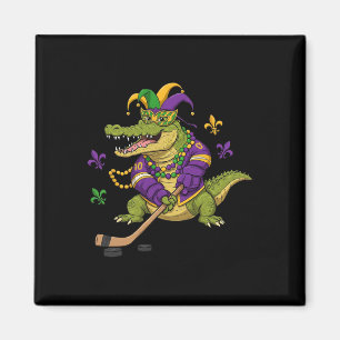 Hockey Alligator Crocodile Mardi Gras Womens Mens Magnet