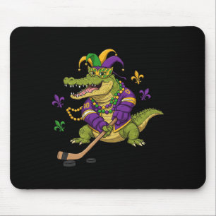 Hockey Alligator Crocodile Mardi Gras Womens Mens Mouse Pad