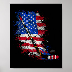 Hockey American Flag 4th Of July Poster