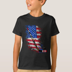 Hockey American Flag 4th Of July  T-Shirt