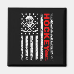 Hockey American Flag Cool Ice Hockey Player Men Wo Magnet