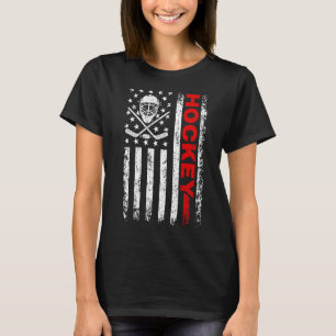 Hockey American Flag Cool Ice Hockey Player Men Wo T-Shirt