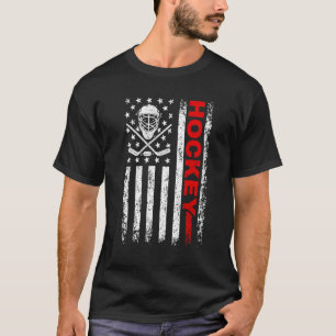 Hockey American Flag Cool Ice Hockey Player Men Wo T-Shirt