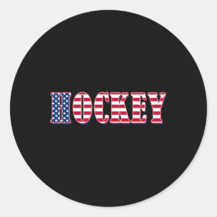 Hockey American Flag - Hockey  Classic Round Sticker