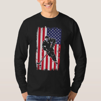 Hockey American Flag Ice Hockey  Usa Flag Patriot  T-Shirt