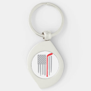 Hockey american flag key ring
