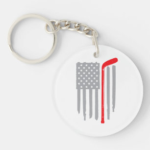 Hockey american flag key ring
