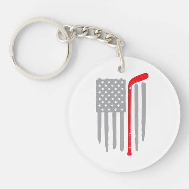 Hockey american flag key ring (Front)