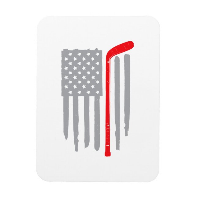 Hockey american flag magnet (Vertical)