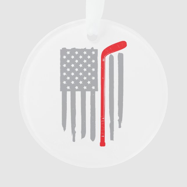 Hockey american flag ornament (Front)