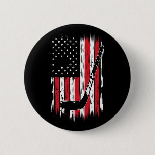 Hockey American Flag Sports Retro Vintage 6 Cm Round Badge