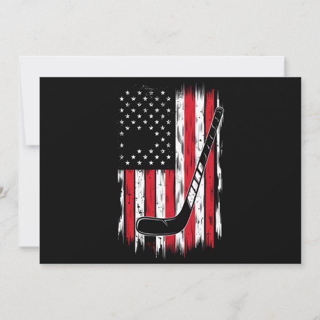 Hockey American Flag Sports Retro Vintage Invitation (Front)