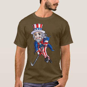 Hockey American Flag T 4th of July Kids Boys Uncle T-Shirt