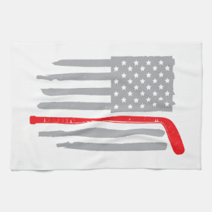 Hockey american flag tea towel