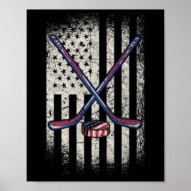 Hockey American Flag - Usa Ice Hockey  Poster (Front)