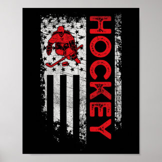 Hockey American Flag USA Patriotic hockey player  Poster