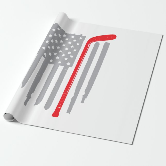 Hockey american flag wrapping paper (Unrolled)