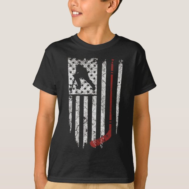 Hockey American USA Flag  Hockey Tee  (Front)