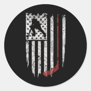 Hockey American USA Flag  Hockey Tee  Classic Round Sticker