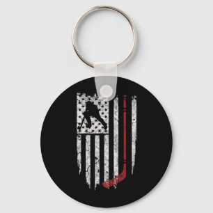 Hockey American USA Flag Hockey Tee Key Ring