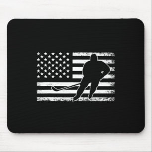 Hockey American USA Flag Ice Hockey Player Men Wom Mouse Pad