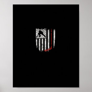 Hockey American USA Flag Mens Tee Poster