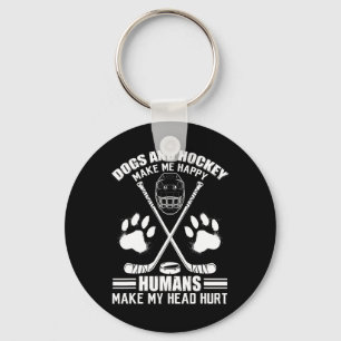 Hockey And Dog Makes Me Ice Hockey Happy Player Key Ring