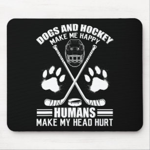 Hockey And Dog Makes Me Ice Hockey Happy Player Mouse Pad