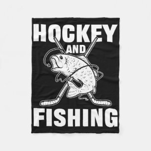 Hockey And Fishing Ice Hockey Fish Hunting  Fleece Blanket