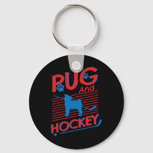 Hockey and Pug Dog Pug And Hockey Lovers Key Ring