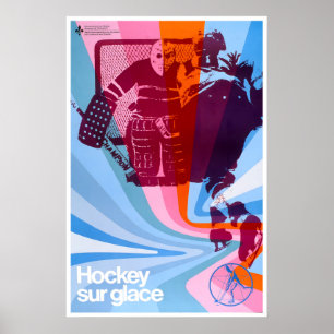 Hockey Art Ski Travel Skiing Poster Sports Retro