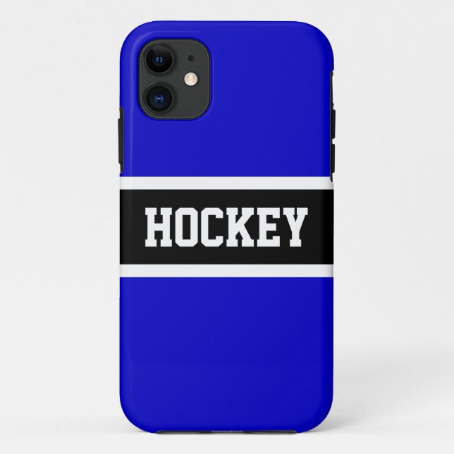 HOCKEY Athletic Royal Blue White Sporty Stripes Case-Mate iPhone Case (Back)