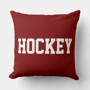 HOCKEY Athletic White Text On Bold Royal Purple Cushion