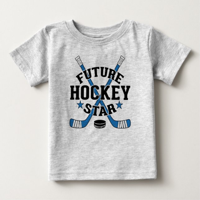 Hockey Baby Future Hockey Star Blue Hockey Sticks T-Shirt (Front)