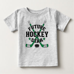 Hockey Baby Future Hockey Star Green Hockey Sticks Baby T-Shirt