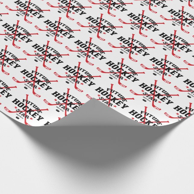 Hockey Baby Future Hockey Star Red Hockey Sticks Wrapping Paper (Corner)