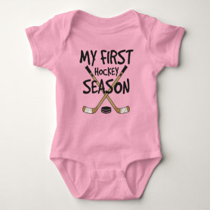 Hockey Baby Girl My First Hockey Season Sticks 1st Baby Bodysuit