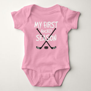 Hockey Baby Girl My First Hockey Season Sticks Baby Bodysuit