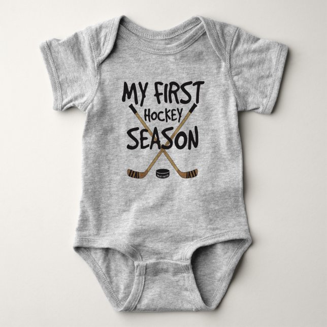 Hockey Baby My First Hockey Season Hockey Sticks Bodysuit (Front)