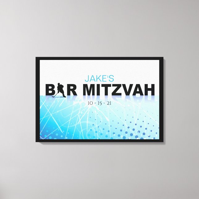 HOCKEY Bar Mitzvah Sign-In Memory Board Canvas Print (Front)