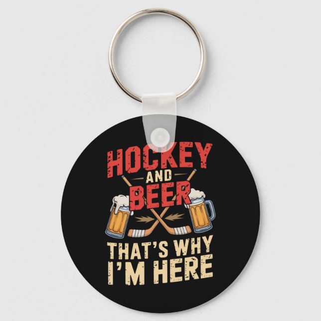 Hockey Beer For Men Funny Gift Idea  Key Ring (Front)