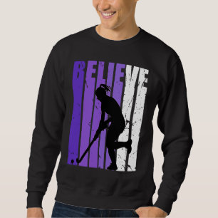 Hockey Believe Silhouette Colorful Purple Sweatshirt
