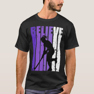 Hockey Believe Silhouette Colorful Purple T-Shirt
