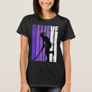 Hockey Believe Silhouette Colorful Purple T-Shirt