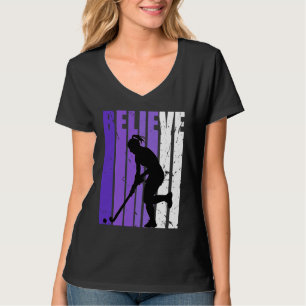 Hockey Believe Silhouette Colorful Purple T-Shirt