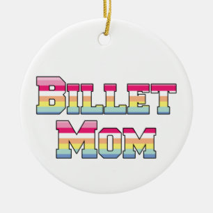 Hockey Billet Mom Pastel Stripes Ceramic Tree Decoration